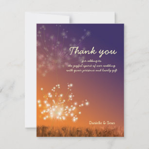 Sunset Dandelions Wedding Thank You Card