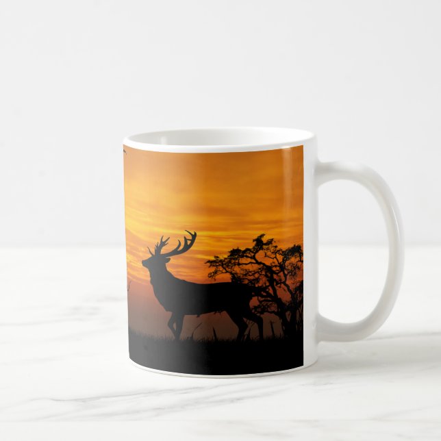 Sunset Deer Silhouette Coffee Mug (Right)