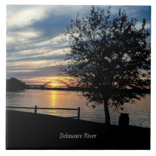 Sunset, Delaware River, Ceramic Tile