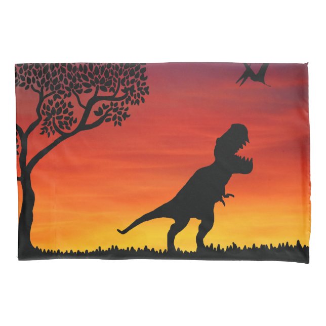 Sunset Dinosaur Scene Pillowcase (Front)