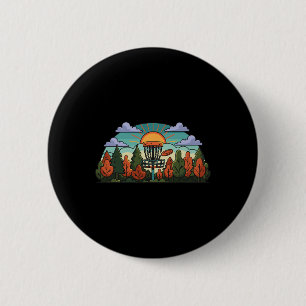 Sunset Disc Golf Adventure Nature Scene 6 Cm Round Badge