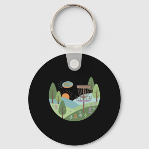 Sunset Disc Golf Sket Flying Disc Scene Hills Key Ring