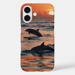 Sunset Dolphin Dance iPhone 16 Case