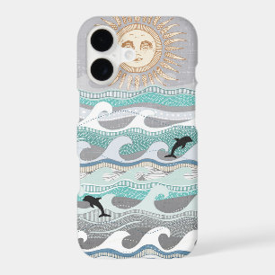 sunset dolphin waves