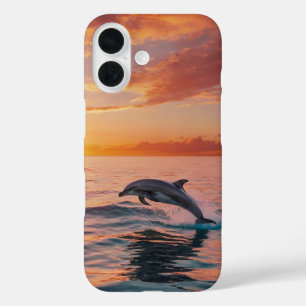Sunset Dolphins iPhone 16 Case