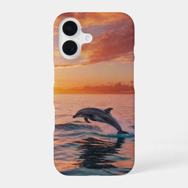 Sunset Dolphins iPhone 16 Case (Back)