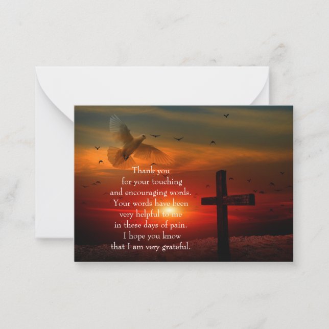 Sunset Dove Cross Thank You Card (Front)