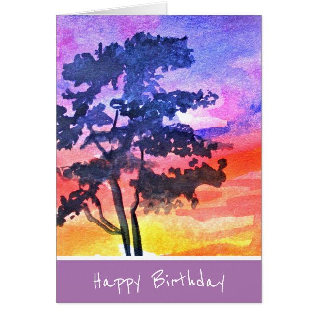 Sunset Dreaming landscape watercolor art (Front)