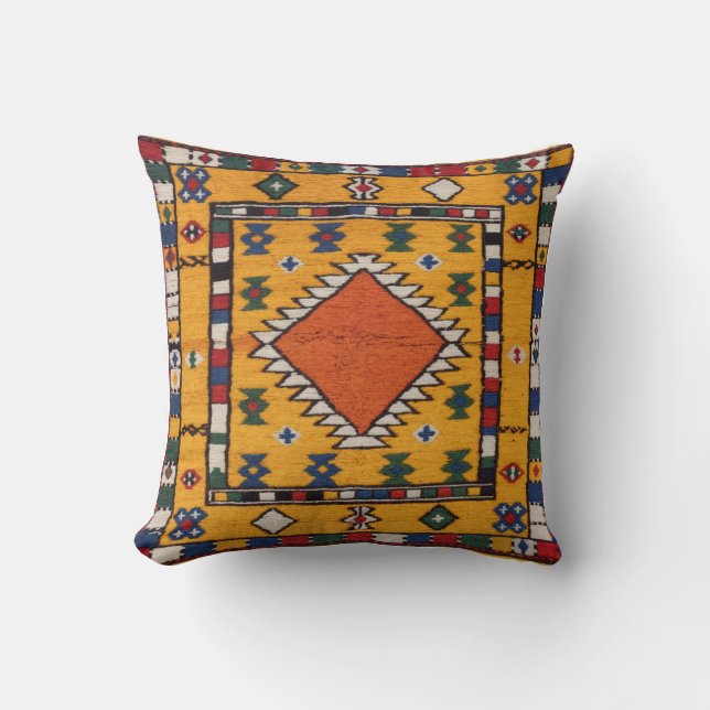 Sunset Dreams" Turkish Yellow Kilim Pillows: Cushion (Front)