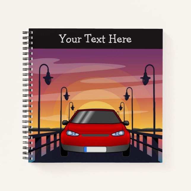 Sunset Drive Notebook - Cute Road Trip Journal (Front)