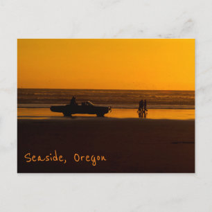 Sunset drive on the beach postcard