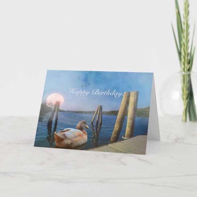 Sunset Duck Happy Birthday! Card (Front)