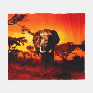 Sunset Elephant Fleece Blanket