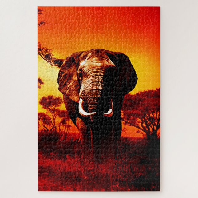 Sunset Elephant Jigsaw Puzzle (Vertical)