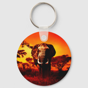 Sunset Elephant Key Ring