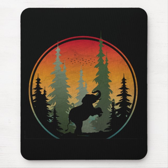 Sunset Elephant Nature Scenery Mouse Pad (Front)