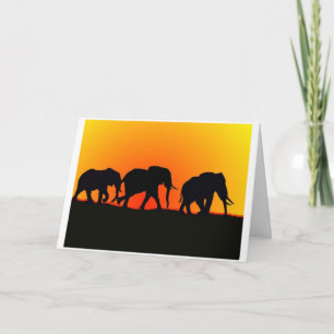 Sunset Elephants Birthday Card