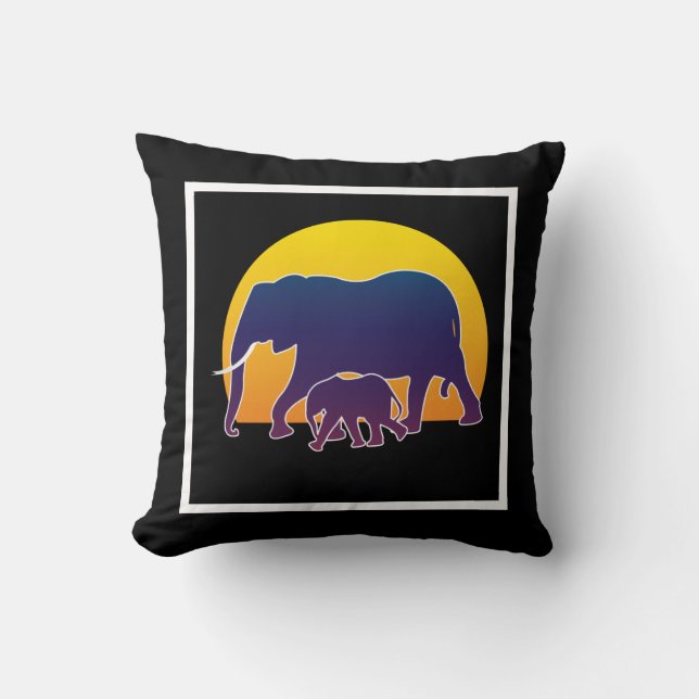 Sunset Elephants Cushion (Front)