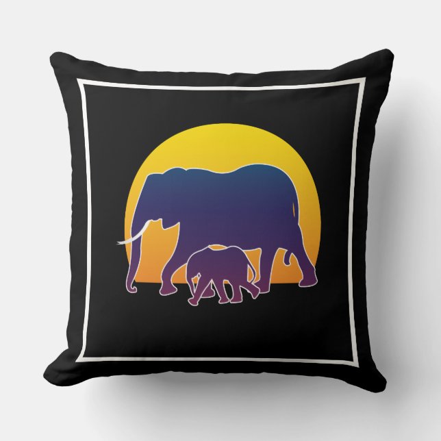 Sunset Elephants Cushion (Front)