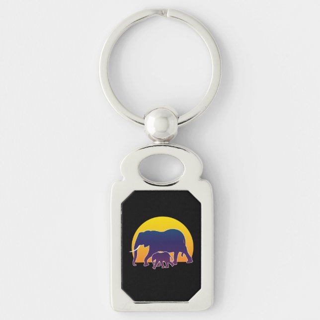 Sunset Elephants Key Ring (Front)