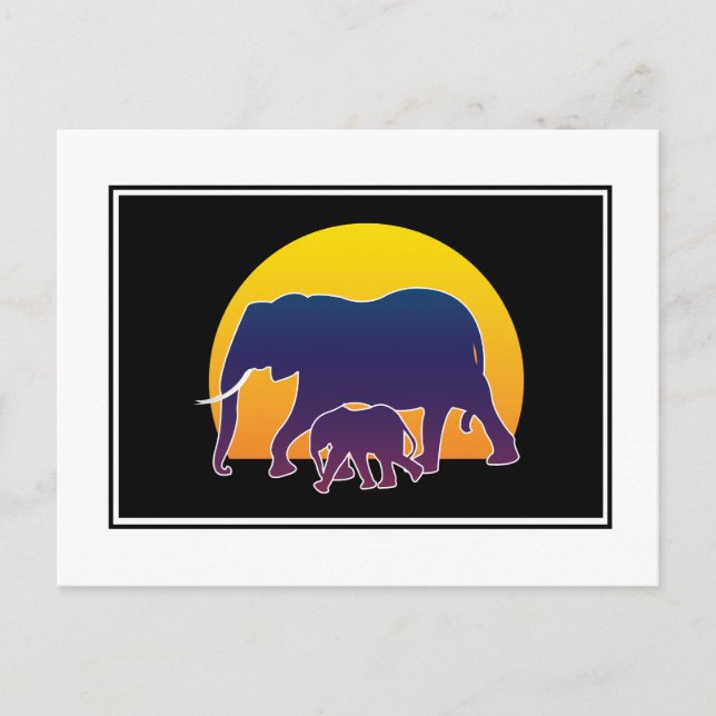 Sunset Elephants Postcard (Front)