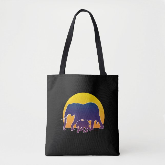 Sunset Elephants Tote Bag (Front)