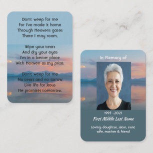 Sunset Evening Sky Dusk Memorial Pocket Keepsake Business Card
