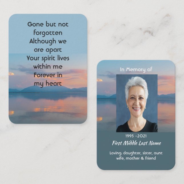 Sunset Evening Sky Dusk Memorial Pocket Keepsake Business Card (Front/Back)