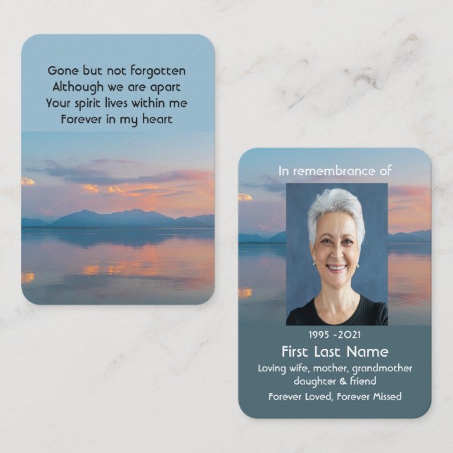 Sunset Evening Sky Dusk Memorial Pocket Keepsake Business Card (Front/Back)