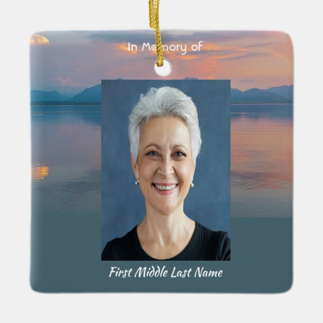 Sunset Evening Sky Dusk Memorial Pocket Keepsake Ceramic Ornament (Front)