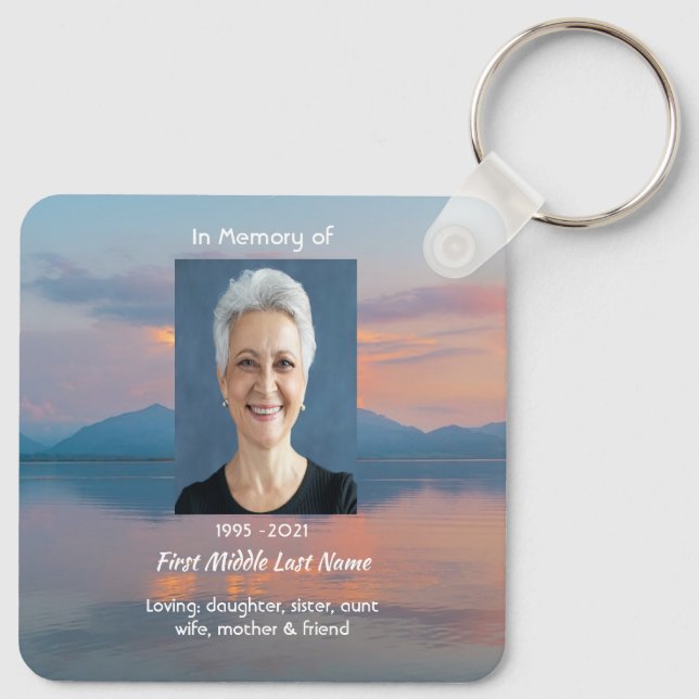 Sunset Evening Sky Dusk Memorial Pocket Keepsake Key Ring (Back)