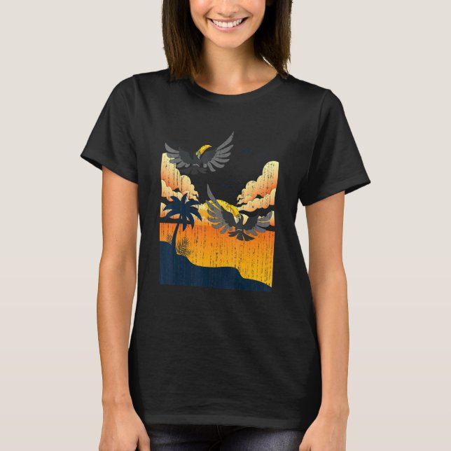 Sunset Exotic Bird Zoo Animal  Summer Vibes Toucan T-Shirt (Front)