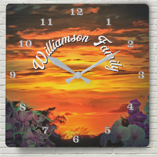 Sunset Family 2584 Square Wall Clock