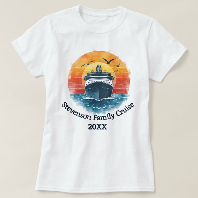 Sunset Family Name Vacation Cruise Ship Keepsake T-Shirt (Design Front)