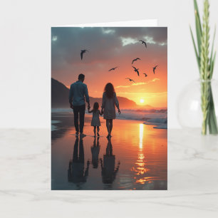 Sunset Family Walk Fathers Day Card