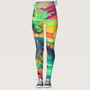 Sunset Fantasy Landscape Leggings