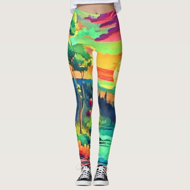 Sunset Fantasy Landscape Leggings (Front)