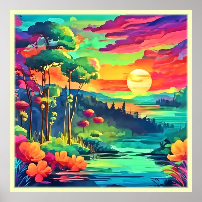 Sunset Fantasy Landscape Poster (Front)