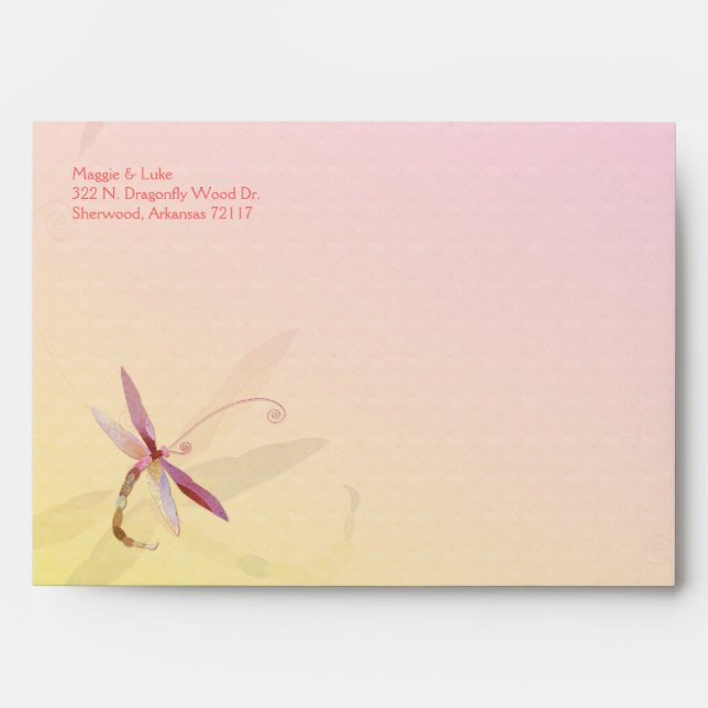 Sunset Field Dragonfly Wedding Invitation Envelopes (Front)