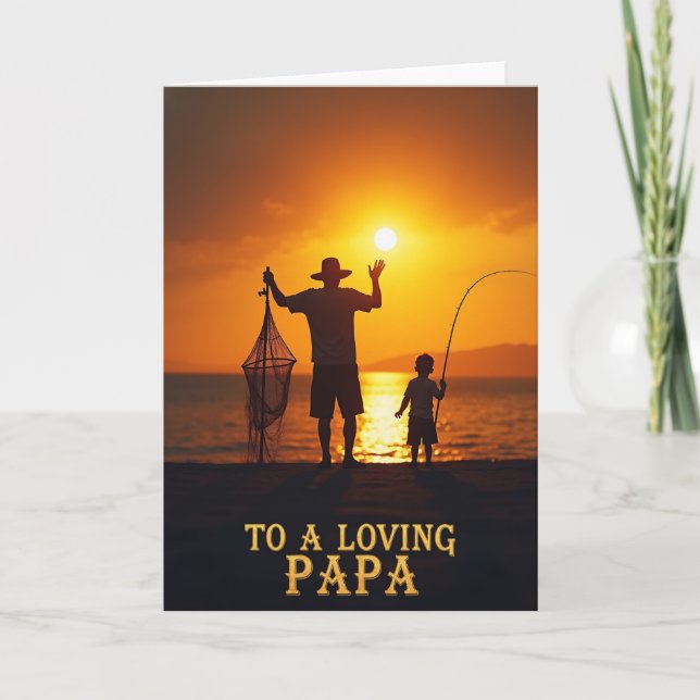 Sunset Fishing Papas Day Card (Front)