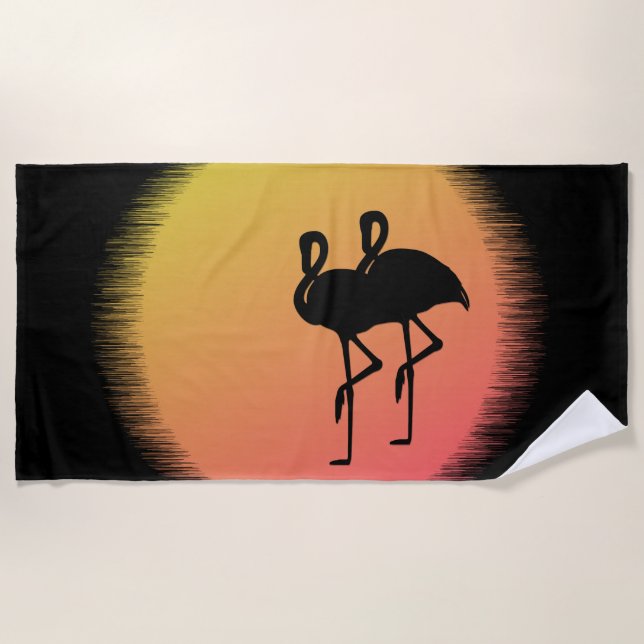 Sunset Flamingos Beach Towel (Front)