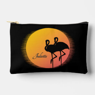 Sunset Flamingos Personal with Name Accessory Pouch