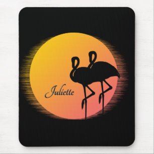 Sunset Flamingos Personal with Name Mouse Pad