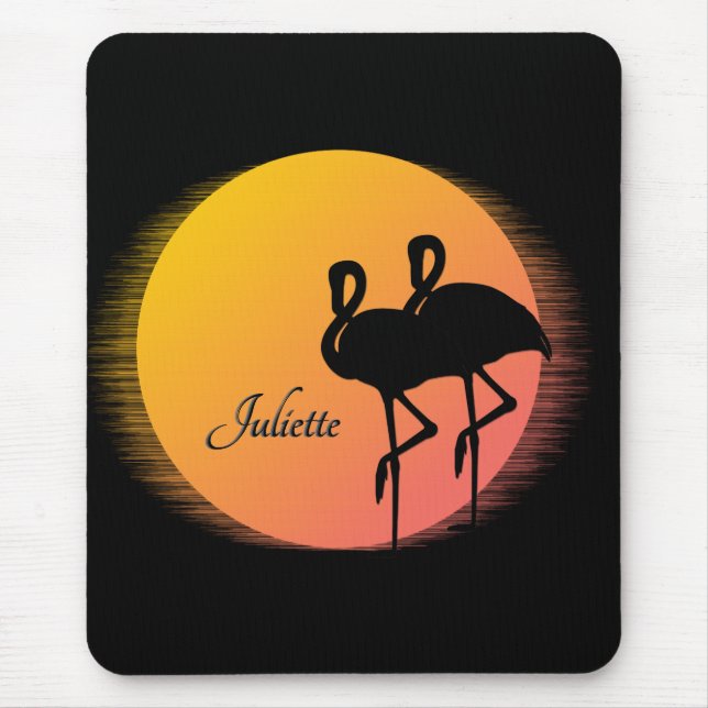 Sunset Flamingos Personal with Name Mouse Pad (Front)
