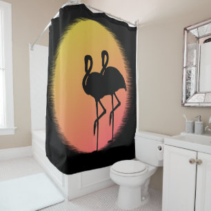 Sunset Flamingos Shower Curtain