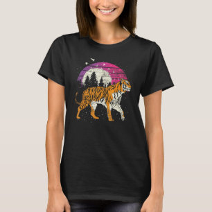 Sunset Flock Of Birds Wild Cat Predator Animal Ret T-Shirt
