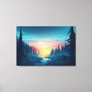 Sunset Forest Premium Wrapped Canvas (Gloss)