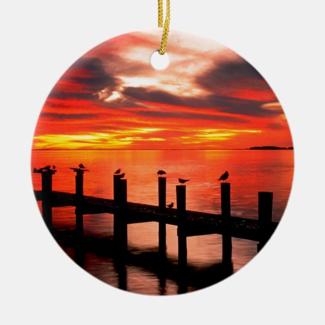 Sunset Fort Myers Prom Florida Ceramic Tree Decoration (Front)