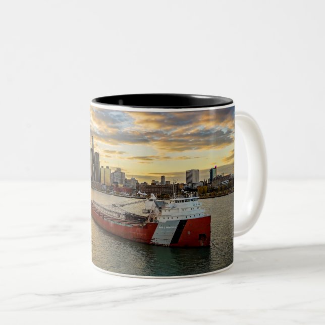 Sunset Freighter Two-Tone Coffee Mug (Front Right)