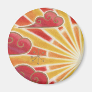 Sunset fridge magnet round